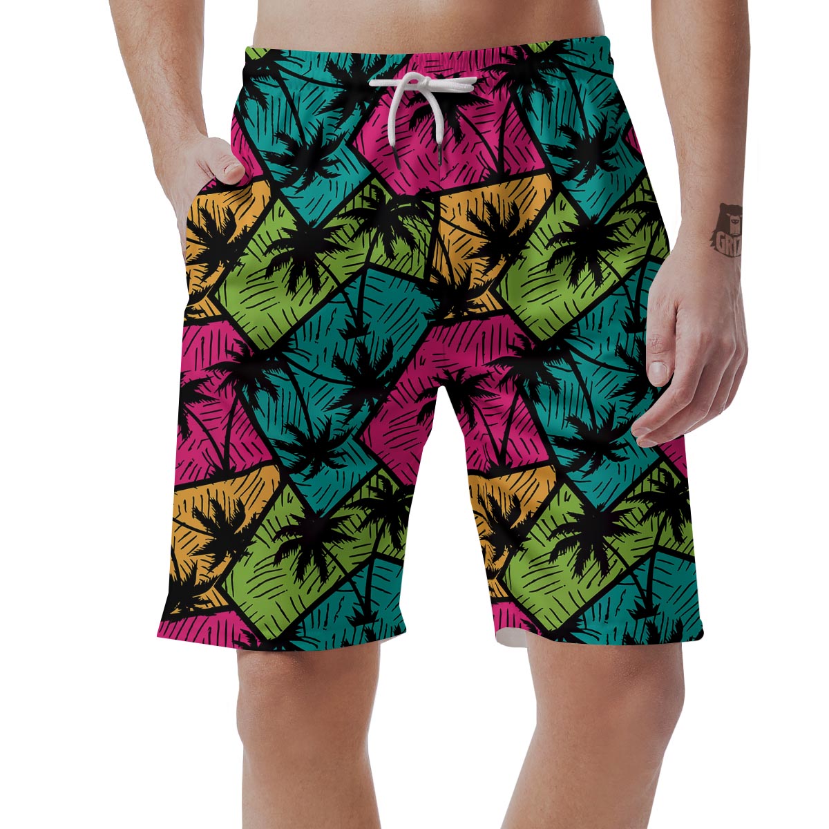 Palm Leaf Hawaiian Print Pattern Men's Shorts-grizzshop