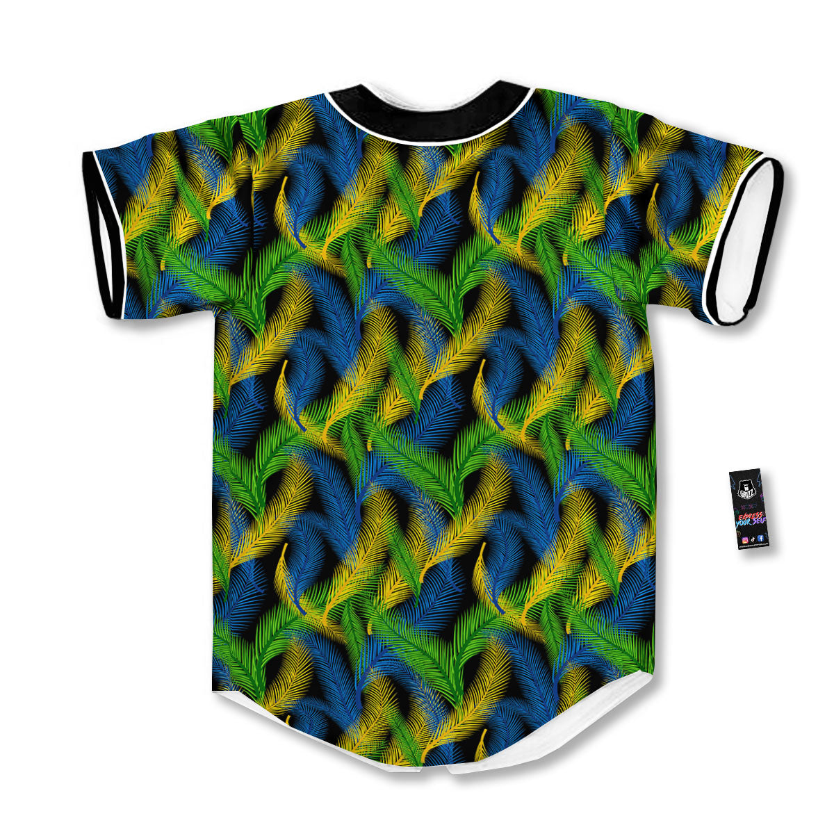 Palm Leaf Mardi Gras Print Pattern Baseball Jersey-grizzshop
