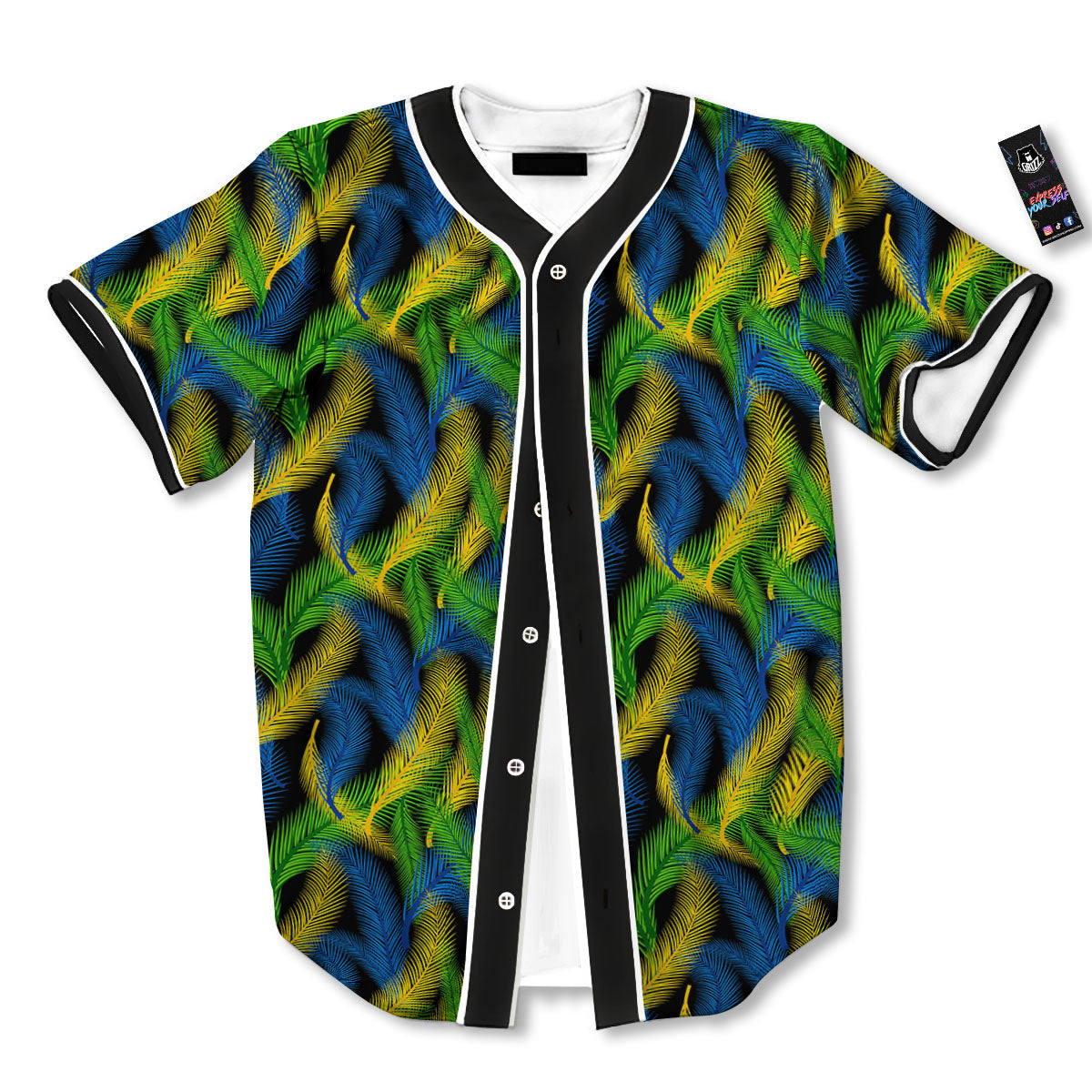 Palm Leaf Mardi Gras Print Pattern Baseball Jersey-grizzshop