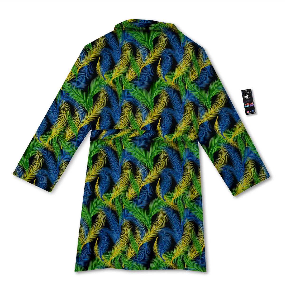 Palm Leaf Mardi Gras Print Pattern Bathrobe-grizzshop