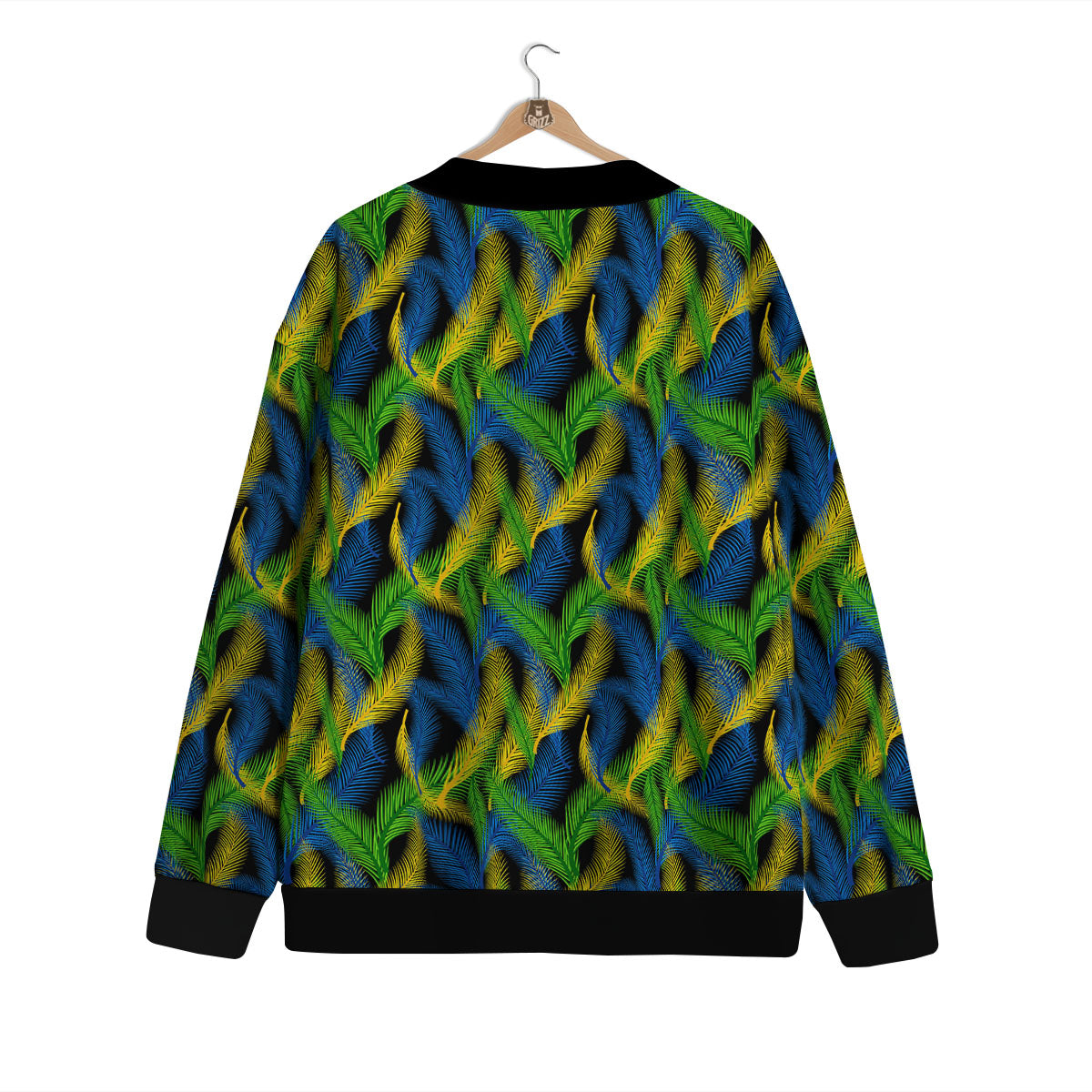 Palm Leaf Mardi Gras Print Pattern Cardigan-grizzshop