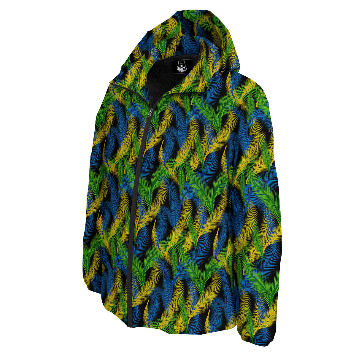 Palm Leaf Mardi Gras Print Pattern Down Jacket-grizzshop
