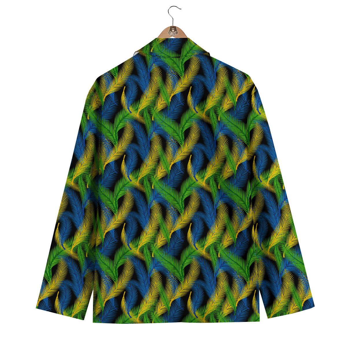 Palm Leaf Mardi Gras Print Pattern Men's Blazer-grizzshop