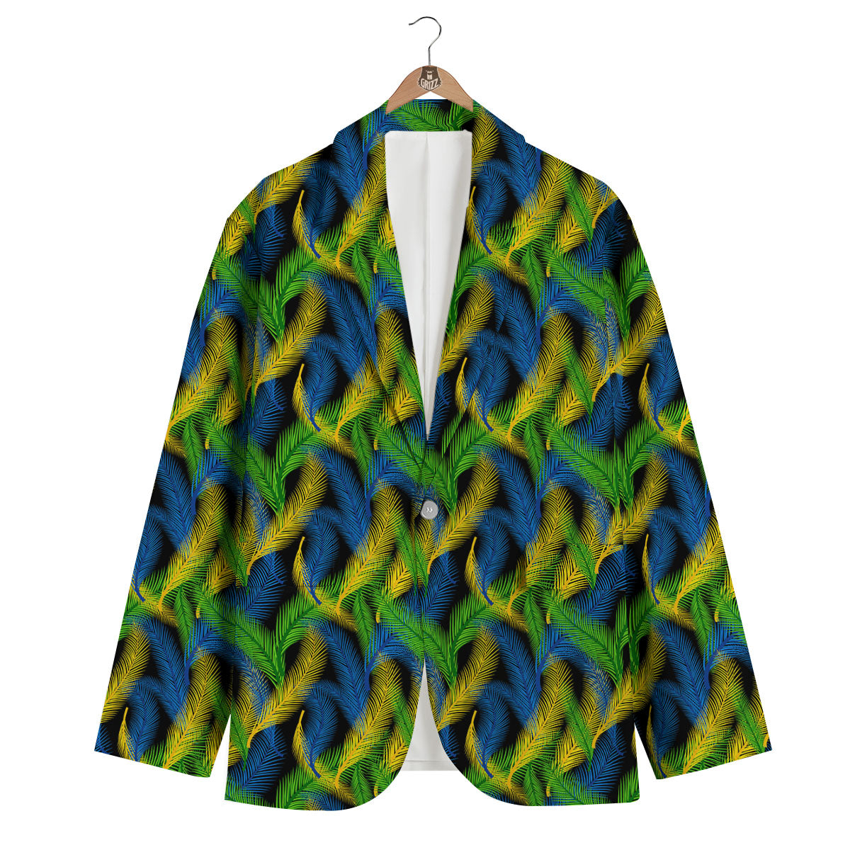 Palm Leaf Mardi Gras Print Pattern Men's Blazer-grizzshop