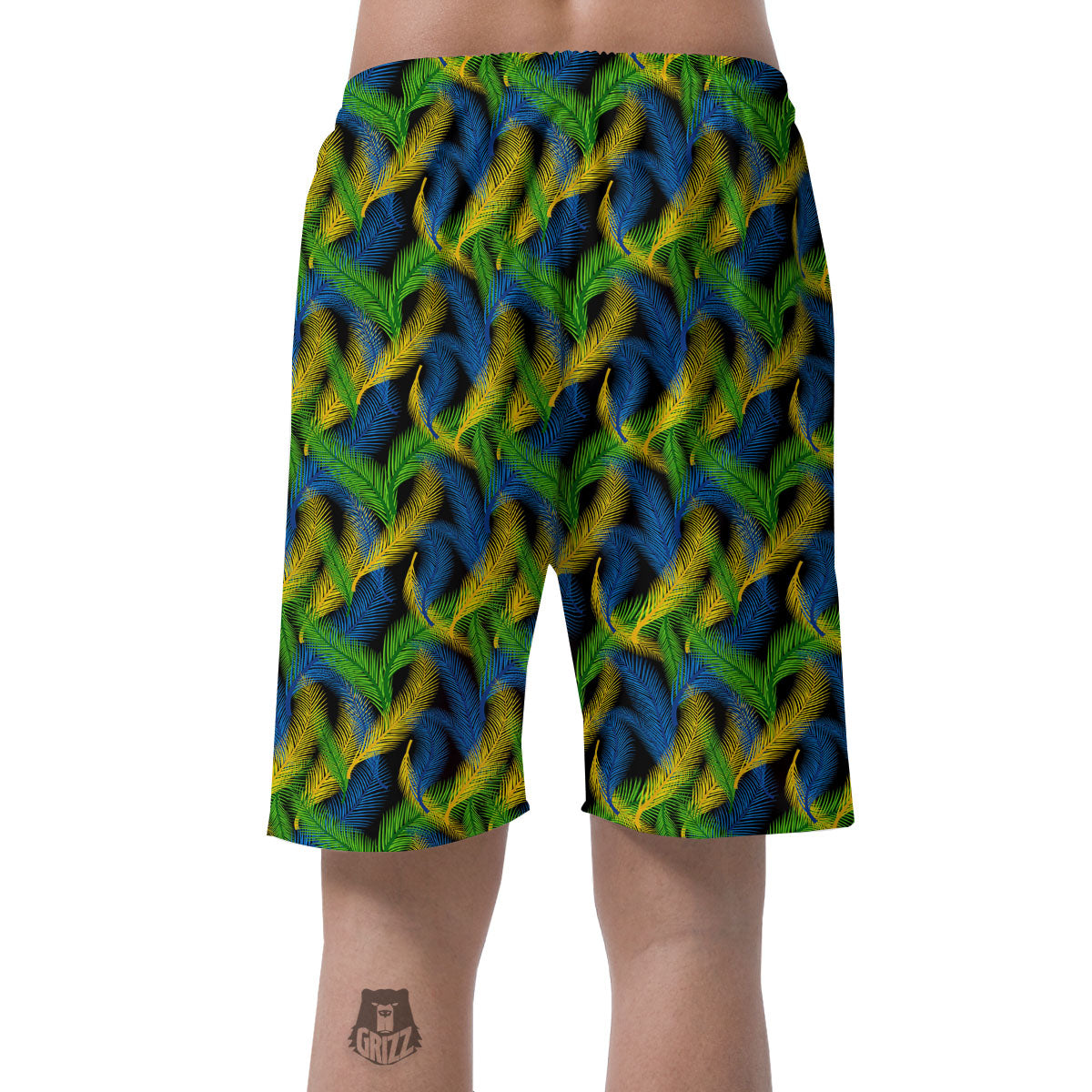 Palm Leaf Mardi Gras Print Pattern Men's Shorts-grizzshop