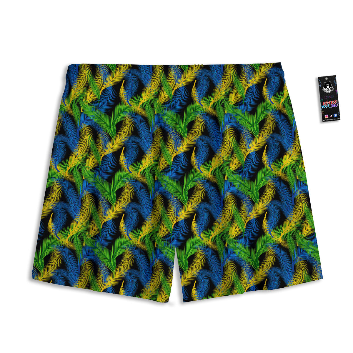 Palm Leaf Mardi Gras Print Pattern Mesh Shorts