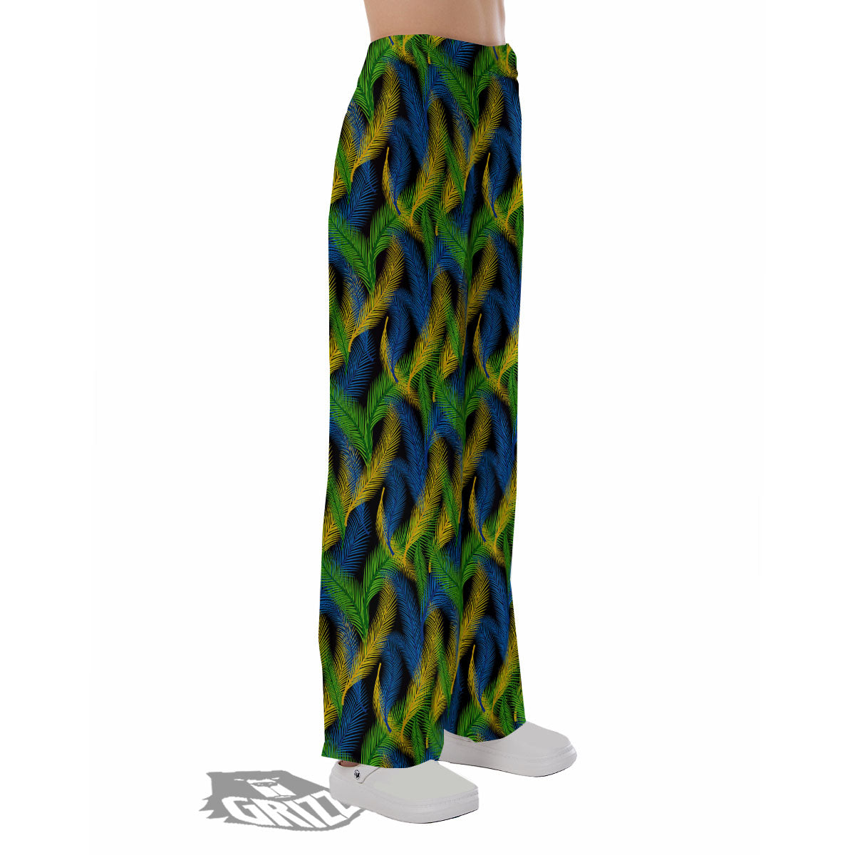 Palm Leaf Mardi Gras Print Pattern Pajama Pants-grizzshop