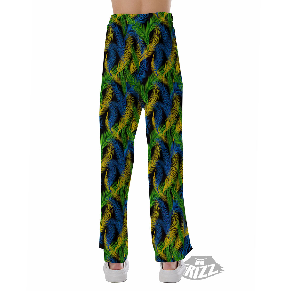 Palm Leaf Mardi Gras Print Pattern Pajama Pants-grizzshop