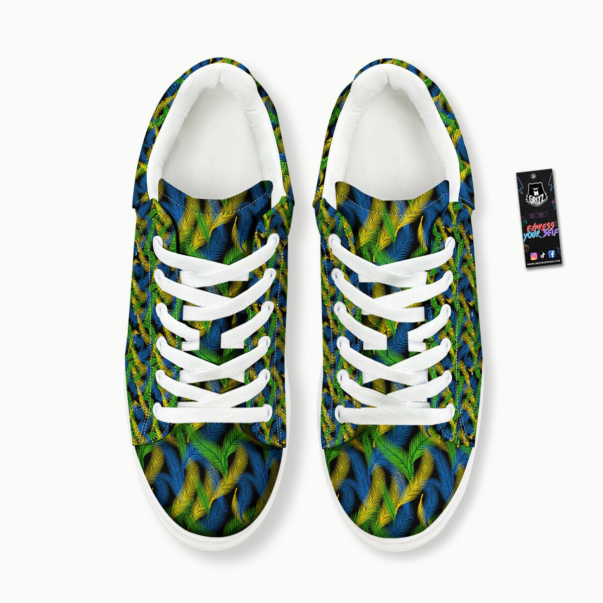 Palm Leaf Mardi Gras Print Pattern Platform Shoes-grizzshop
