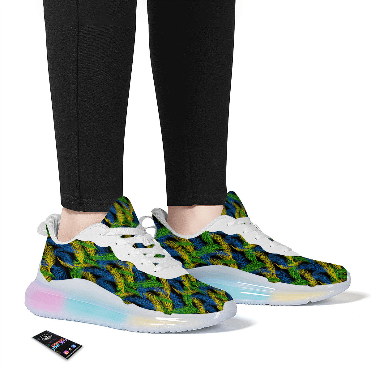 Palm Leaf Mardi Gras Print Pattern Running Sneakers-grizzshop