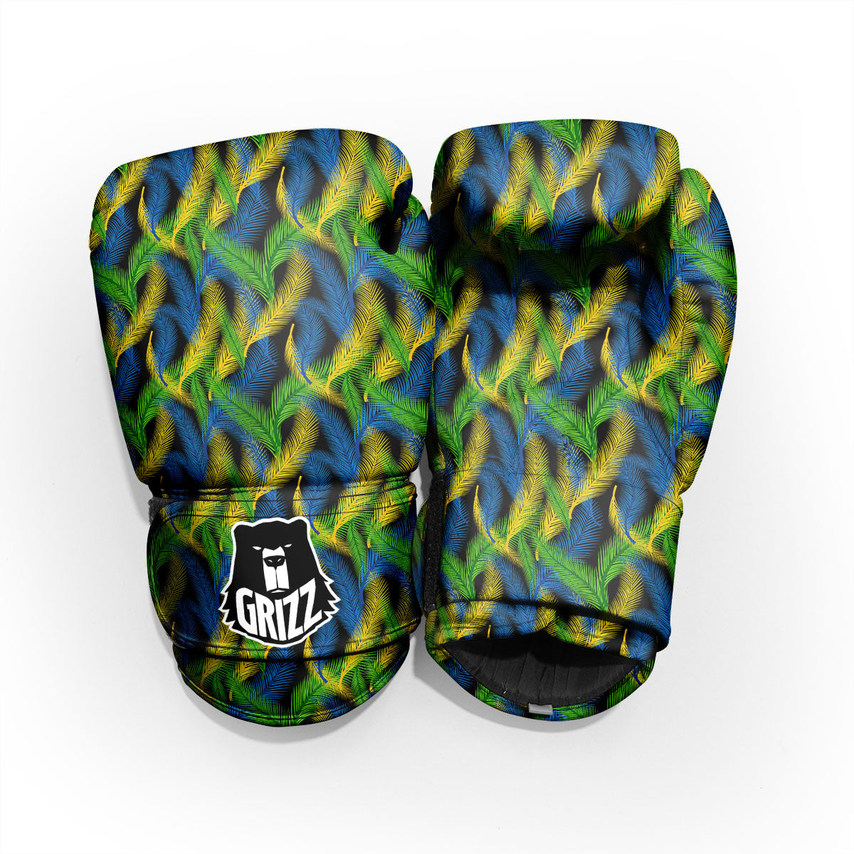 Palm Leaf Mardi Gras Print Pattern Pro Boxing Glove
