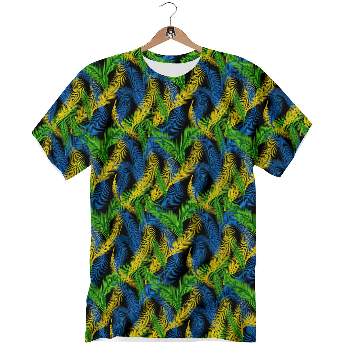 Palm Leaf Mardi Gras Print Pattern T-Shirt-grizzshop