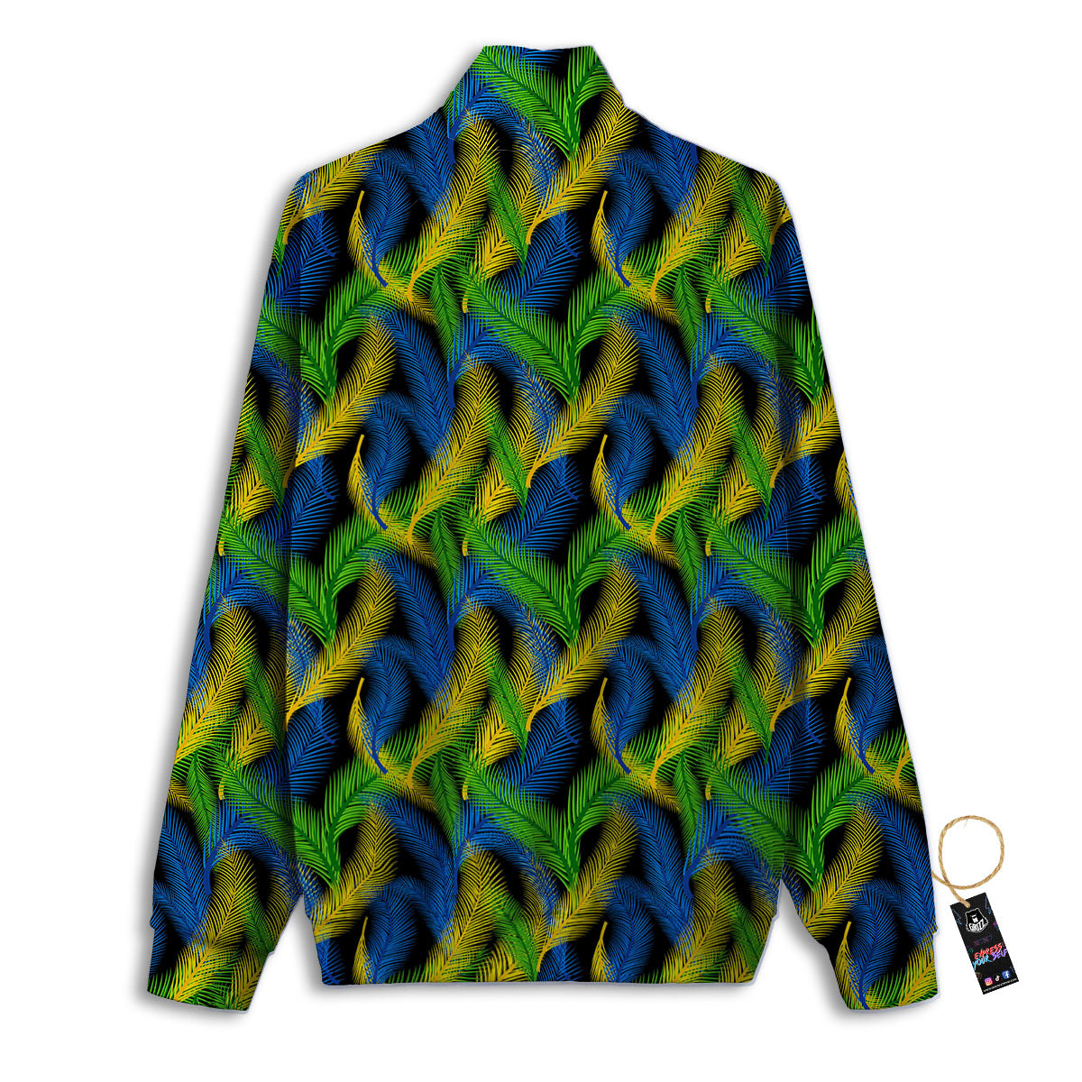 Palm Leaf Mardi Gras Print Pattern Track Jacket-grizzshop