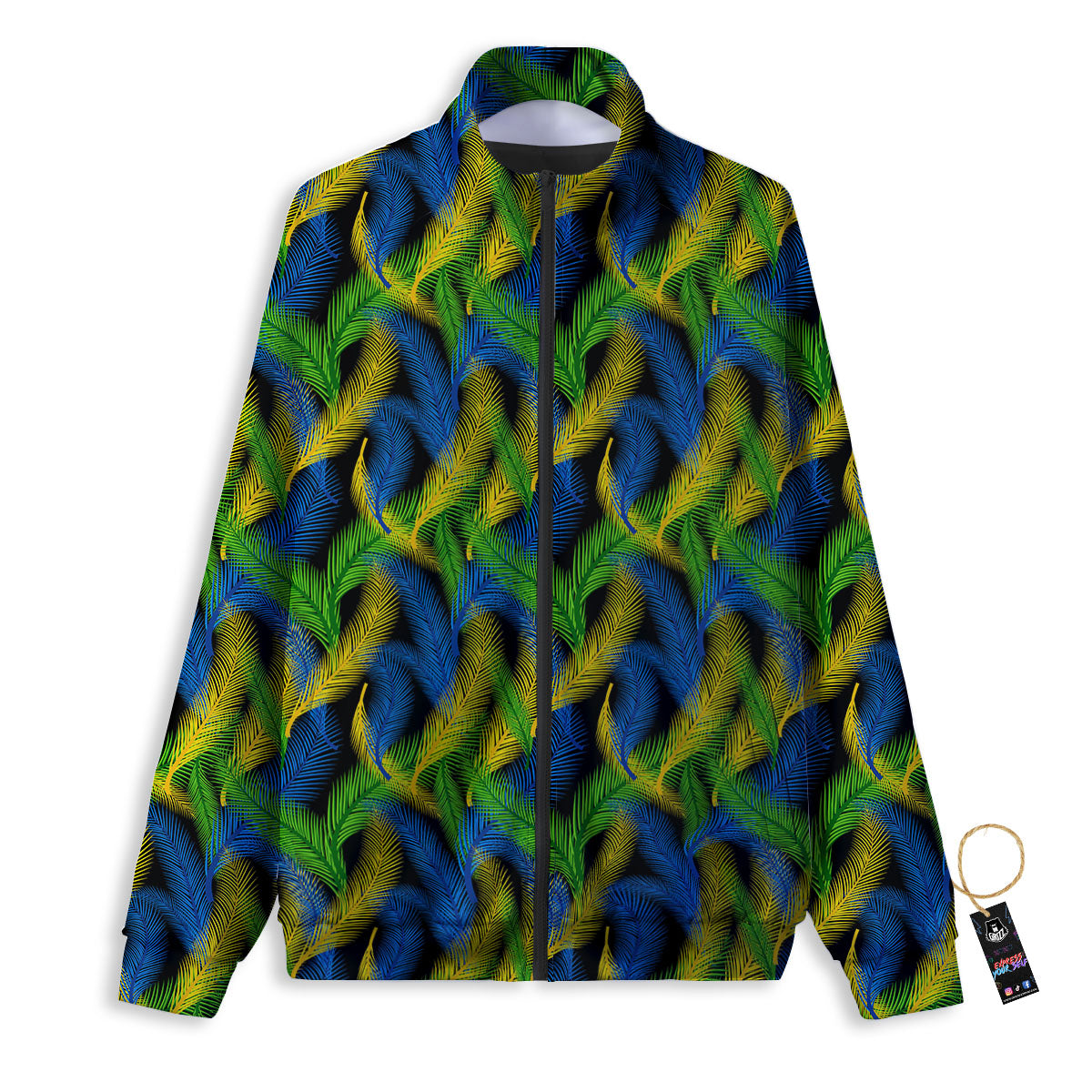 Palm Leaf Mardi Gras Print Pattern Track Jacket-grizzshop