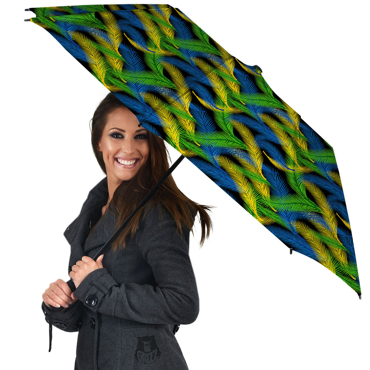Palm Leaf Mardi Gras Print Pattern Umbrella-grizzshop
