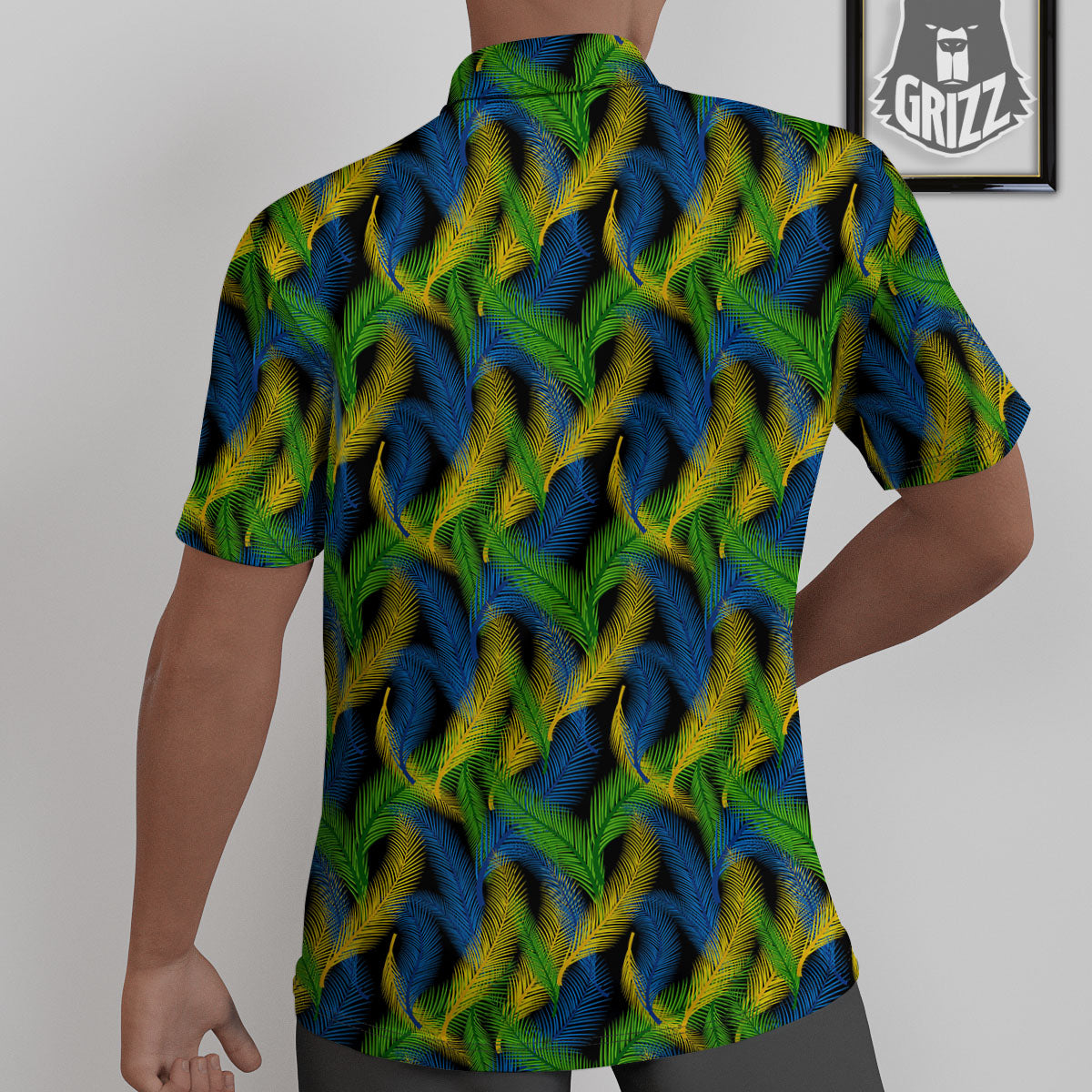 Palm Leaf Mardi Gras Print Pattern Untucked Shirts-grizzshop