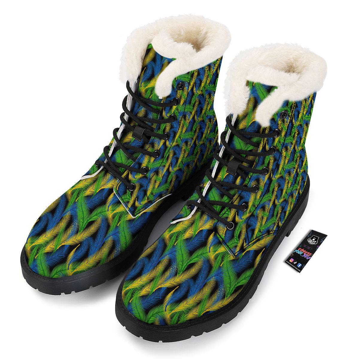 Palm Leaf Mardi Gras Print Pattern Winter Boots-grizzshop