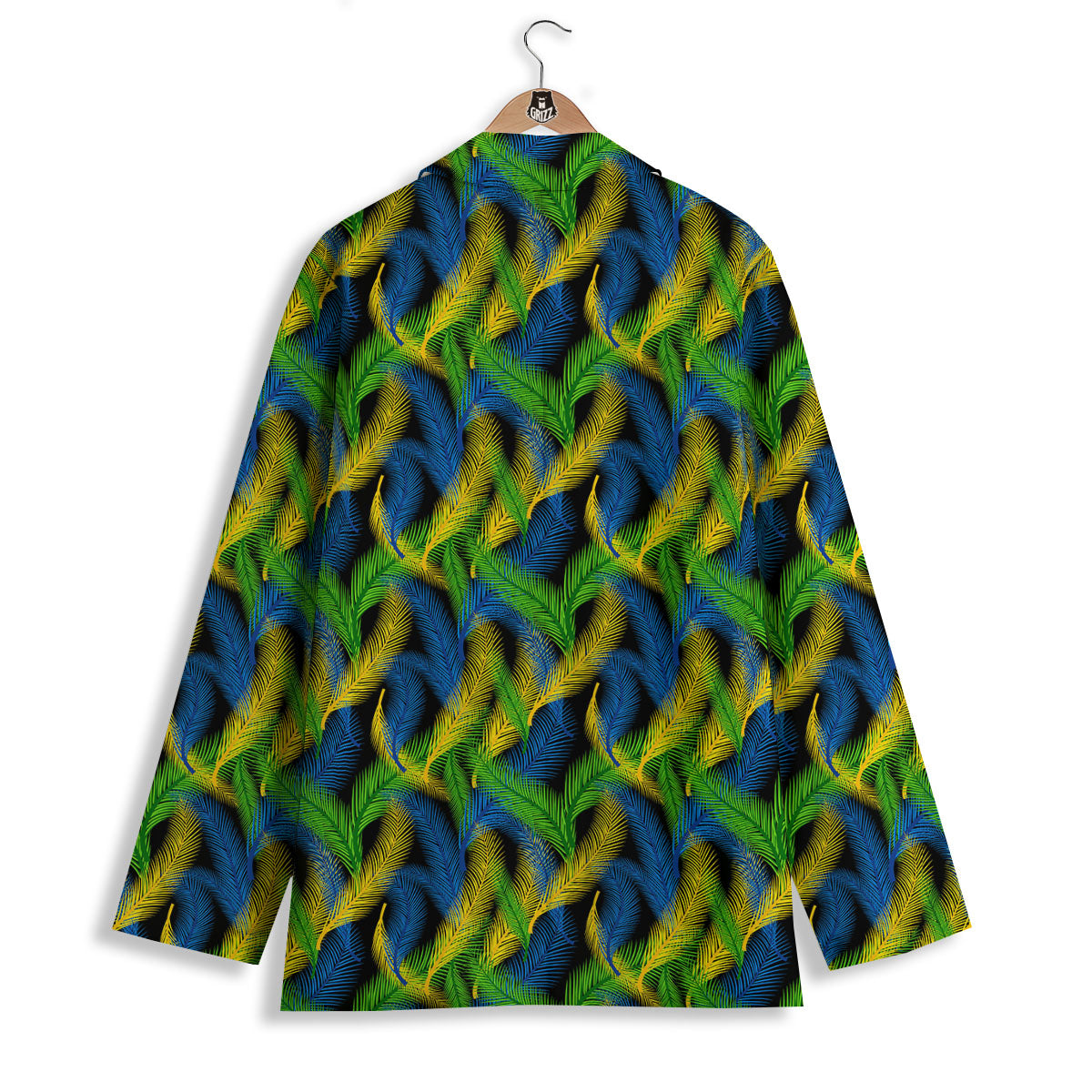 Palm Leaf Mardi Gras Print Pattern Women's Blazer-grizzshop