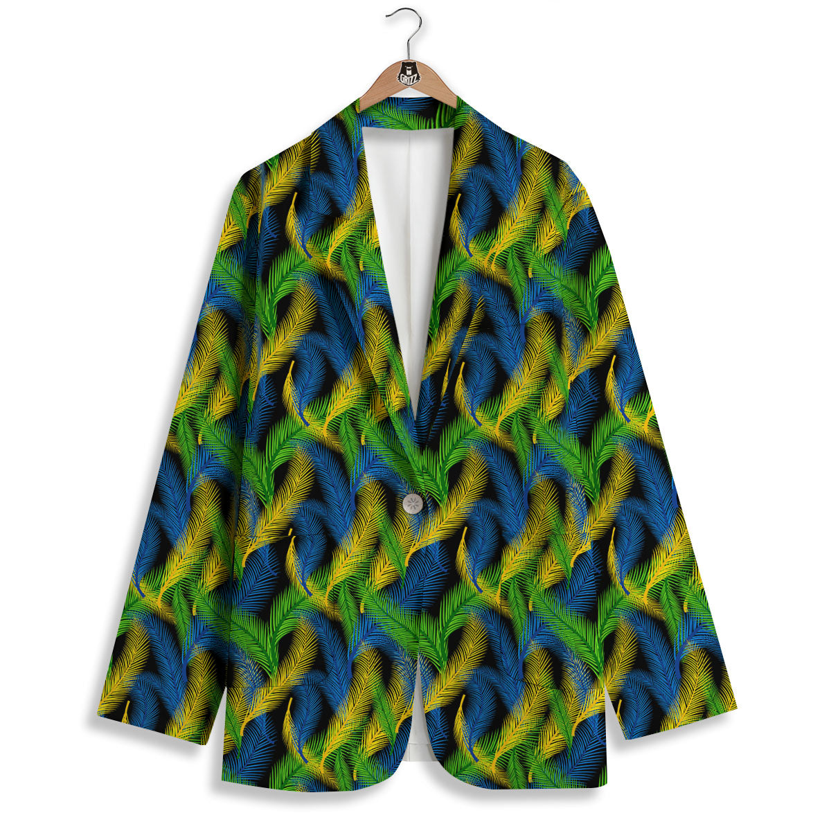 Palm Leaf Mardi Gras Print Pattern Women's Blazer-grizzshop