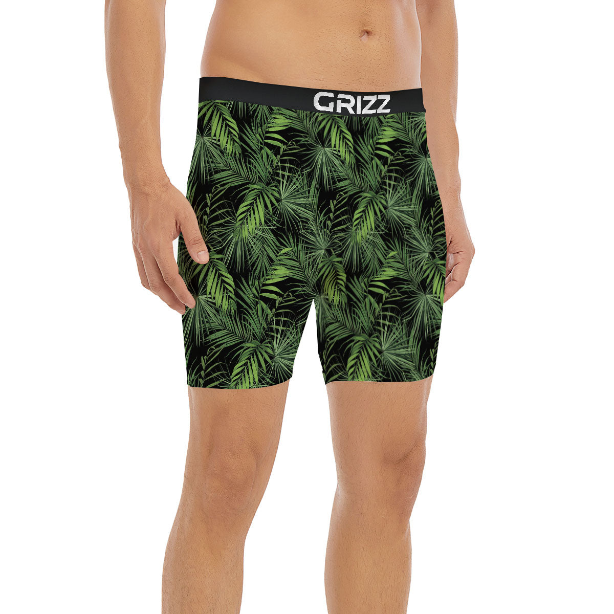 Palm Leaf Night Tropical Print Pattern Boxer Briefs-grizzshop
