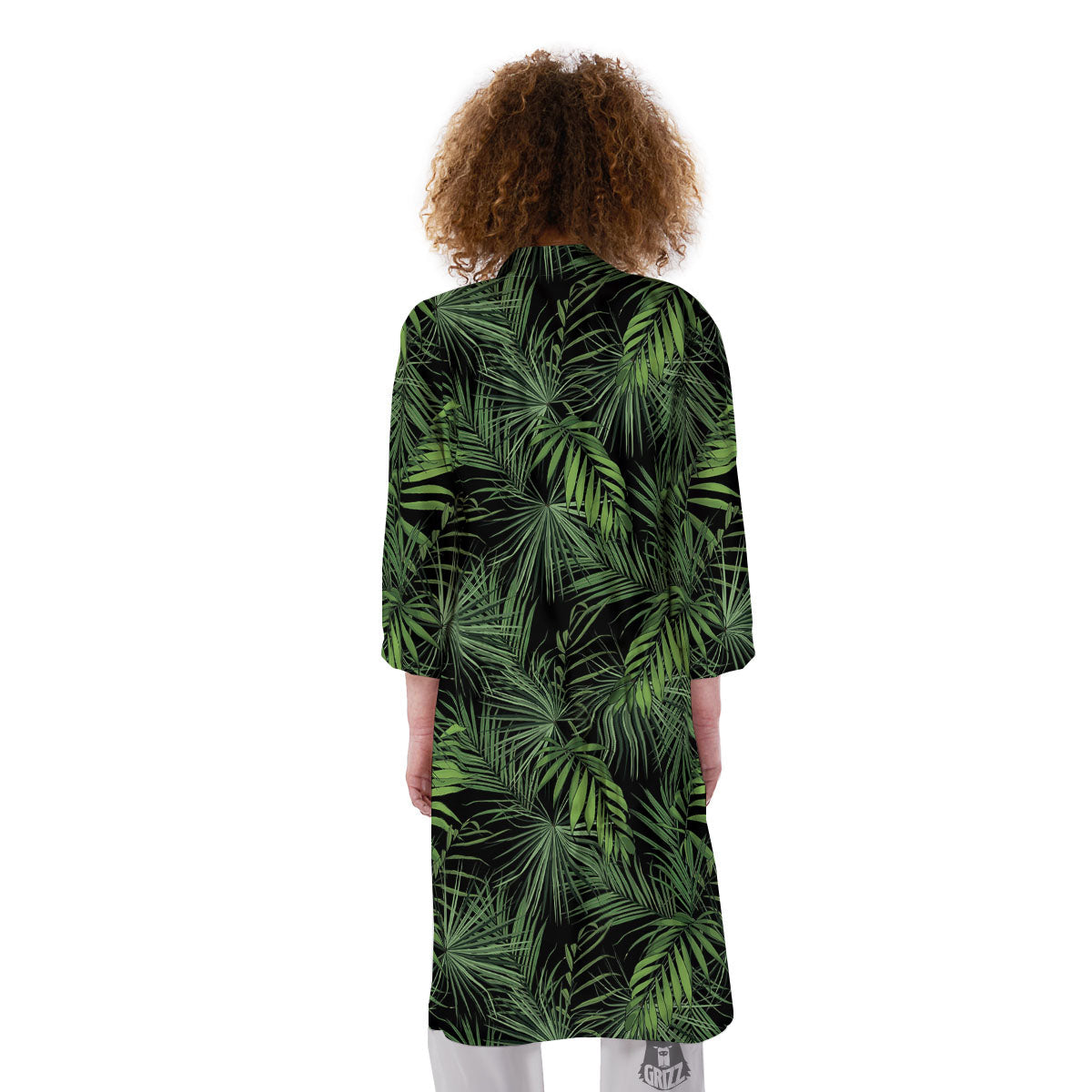 Palm Leaf Night Tropical Print Pattern Kimono-grizzshop