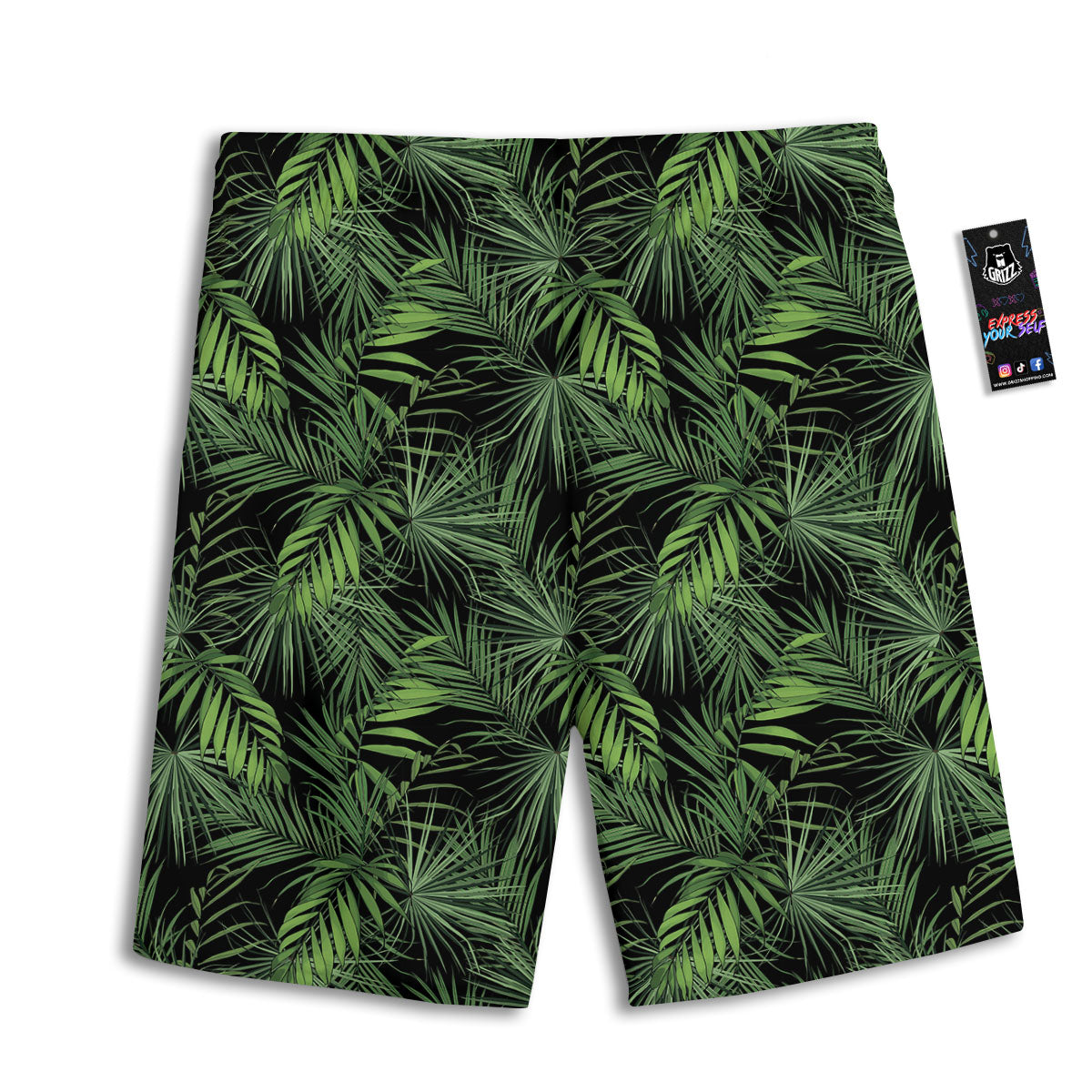 Palm Leaf Night Tropical Print Pattern Men's Athletic Shorts
