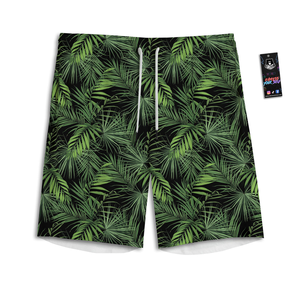 Palm Leaf Night Tropical Print Pattern Men's Athletic Shorts