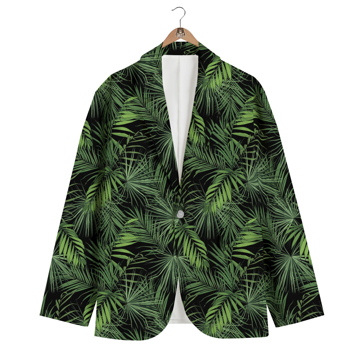 Palm Leaf Night Tropical Print Pattern Men's Blazer-grizzshop