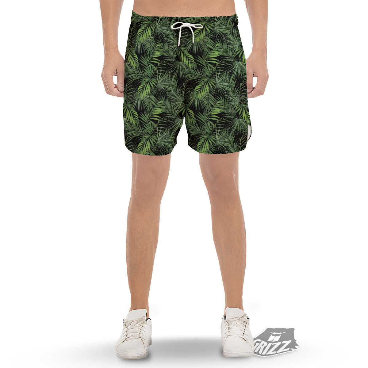 Palm Leaf Night Tropical Print Pattern Men's Gym Shorts-grizzshop