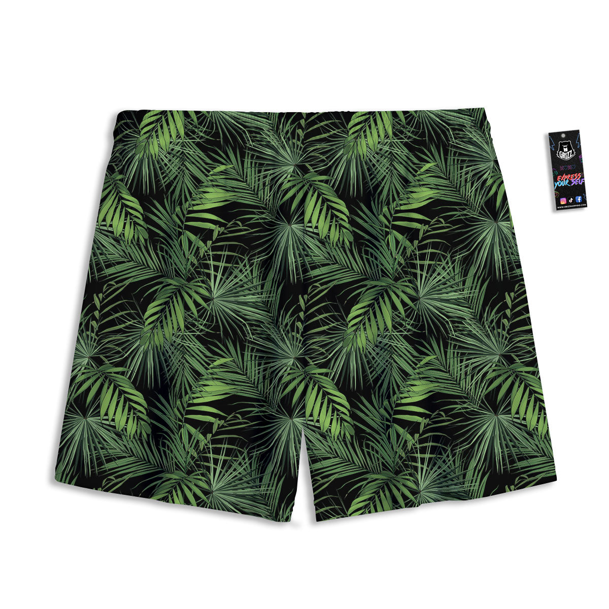 Palm Leaf Night Tropical Print Pattern Mesh Shorts