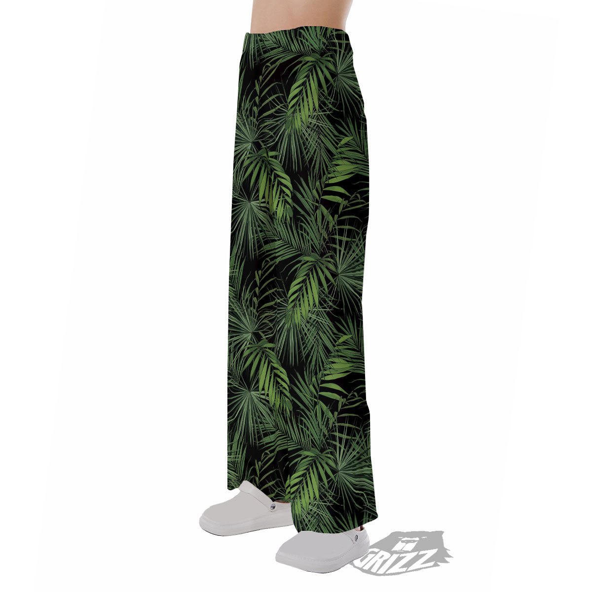 Palm Leaf Night Tropical Print Pattern Pajama Pants-grizzshop