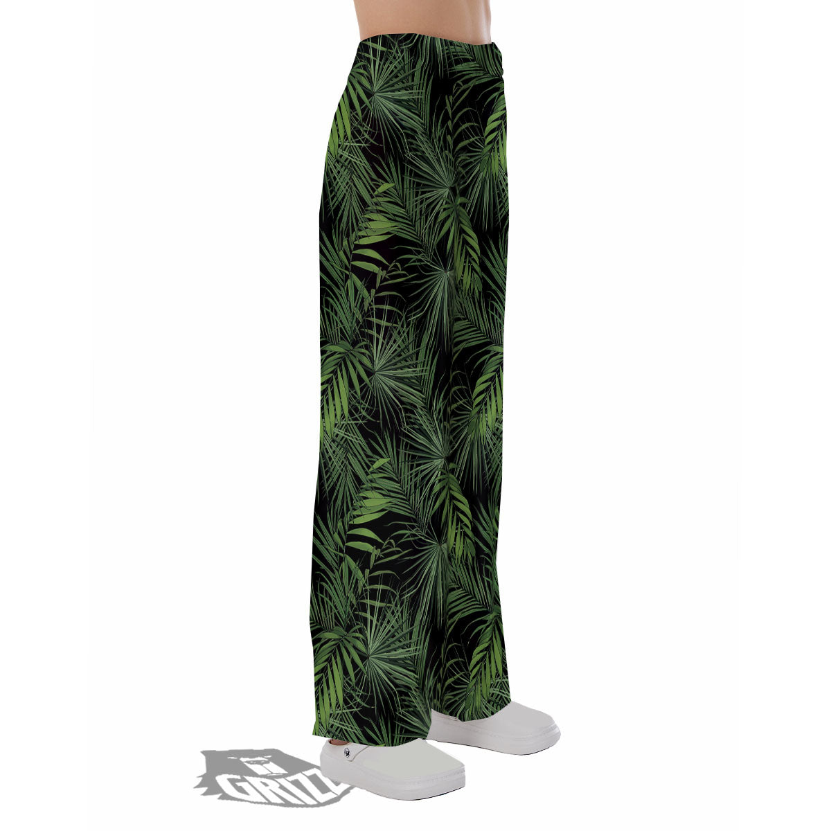 Palm Leaf Night Tropical Print Pattern Pajama Pants-grizzshop