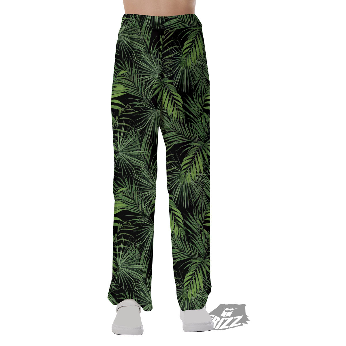 Palm Leaf Night Tropical Print Pattern Pajama Pants-grizzshop