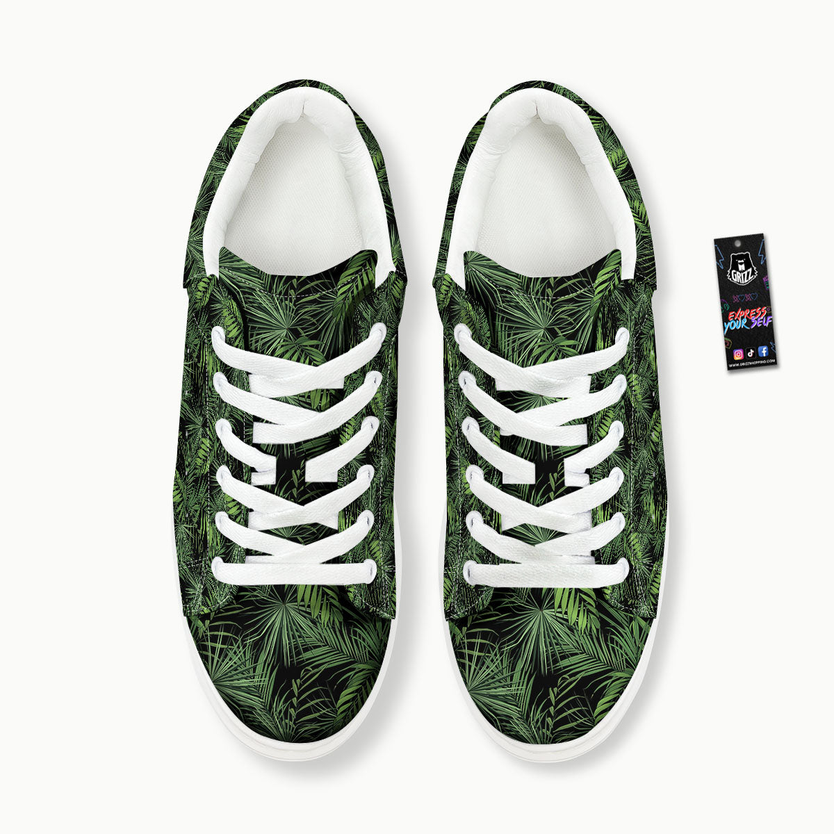 Palm Leaf Night Tropical Print Pattern Platform Shoes-grizzshop