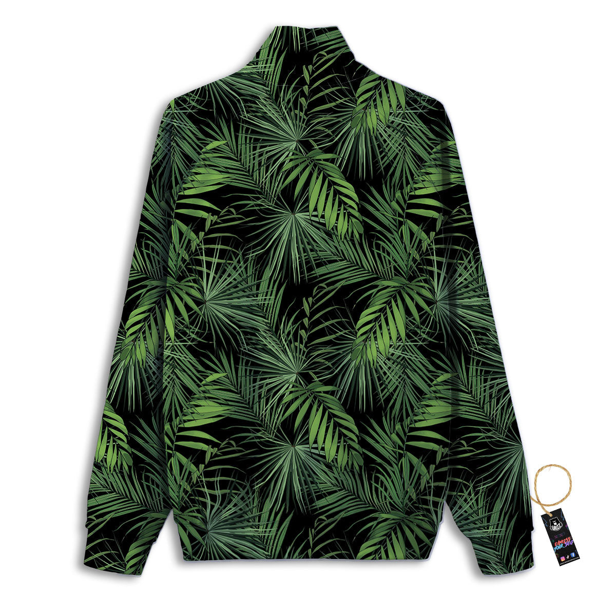 Palm Leaf Night Tropical Print Pattern Track Jacket-grizzshop