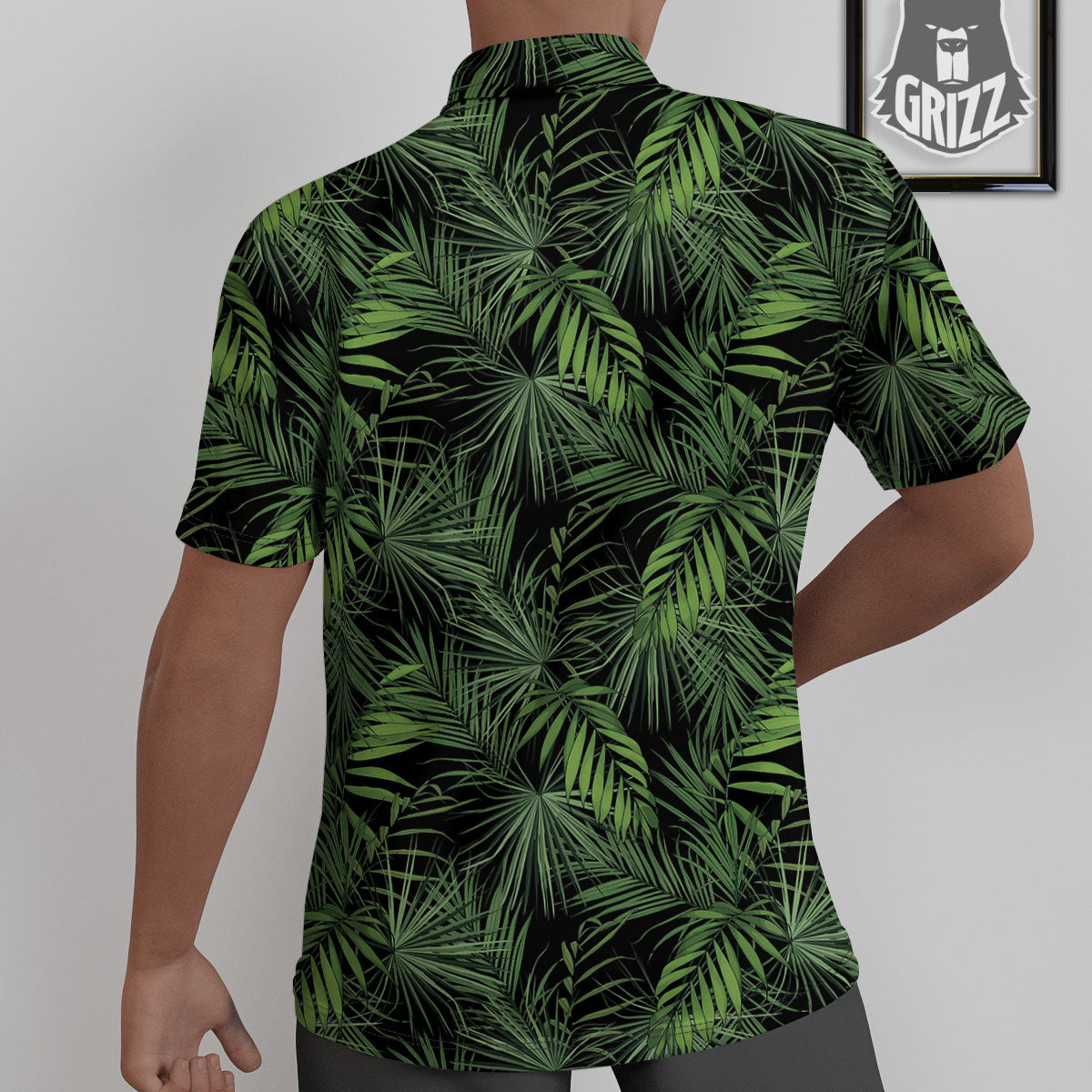 Palm Leaf Night Tropical Print Pattern Untucked Shirts-grizzshop
