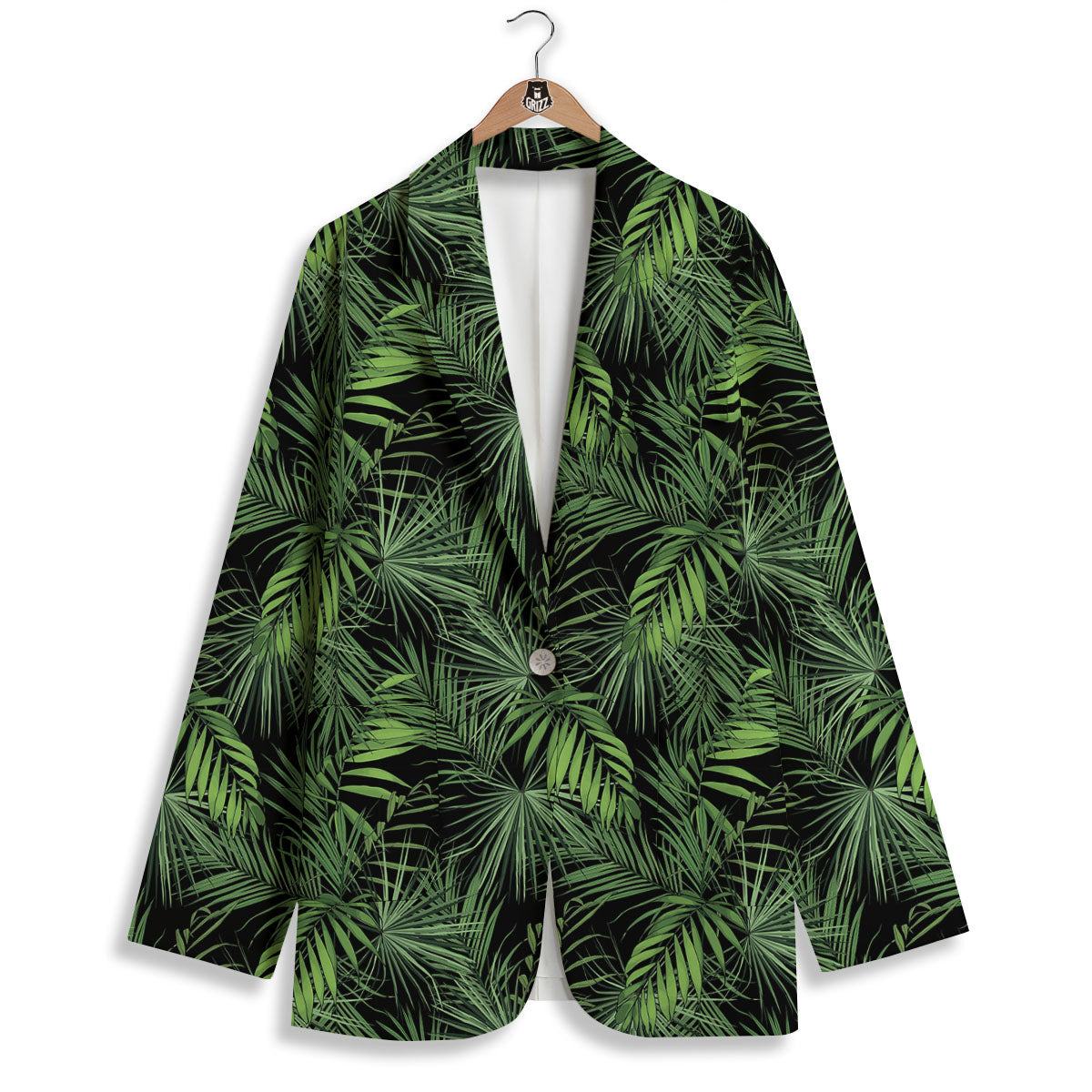 Palm Leaf Night Tropical Print Pattern Women's Blazer-grizzshop