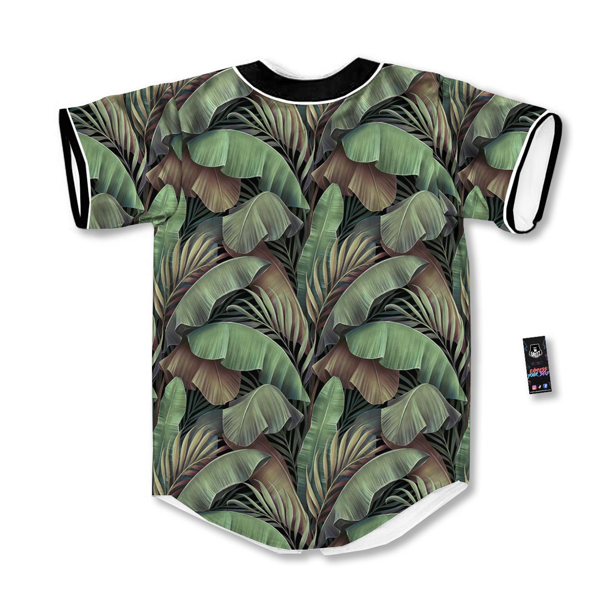 Palm Leaf Tropical Banana Print Pattern Baseball Jersey-grizzshop