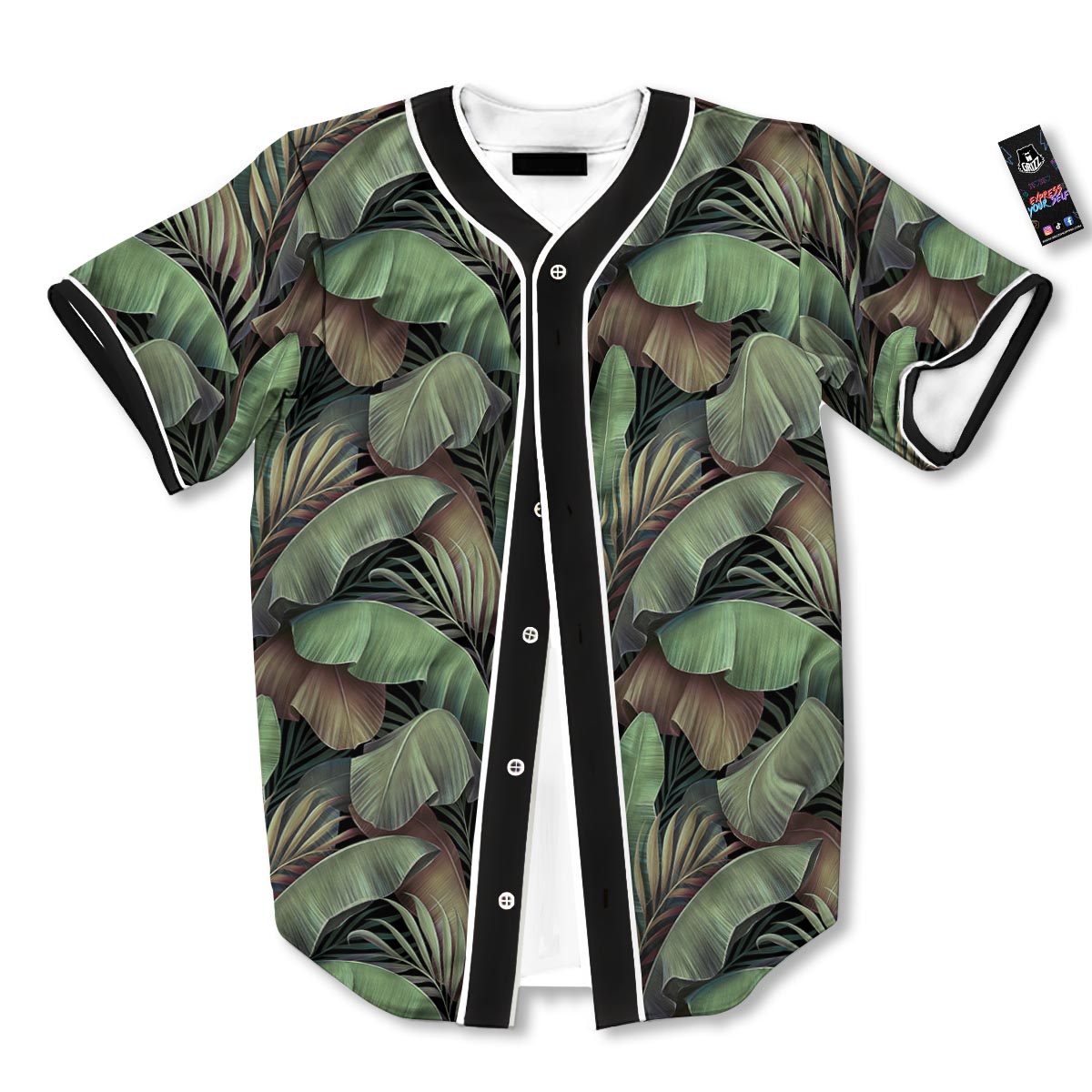 Palm Leaf Tropical Banana Print Pattern Baseball Jersey-grizzshop