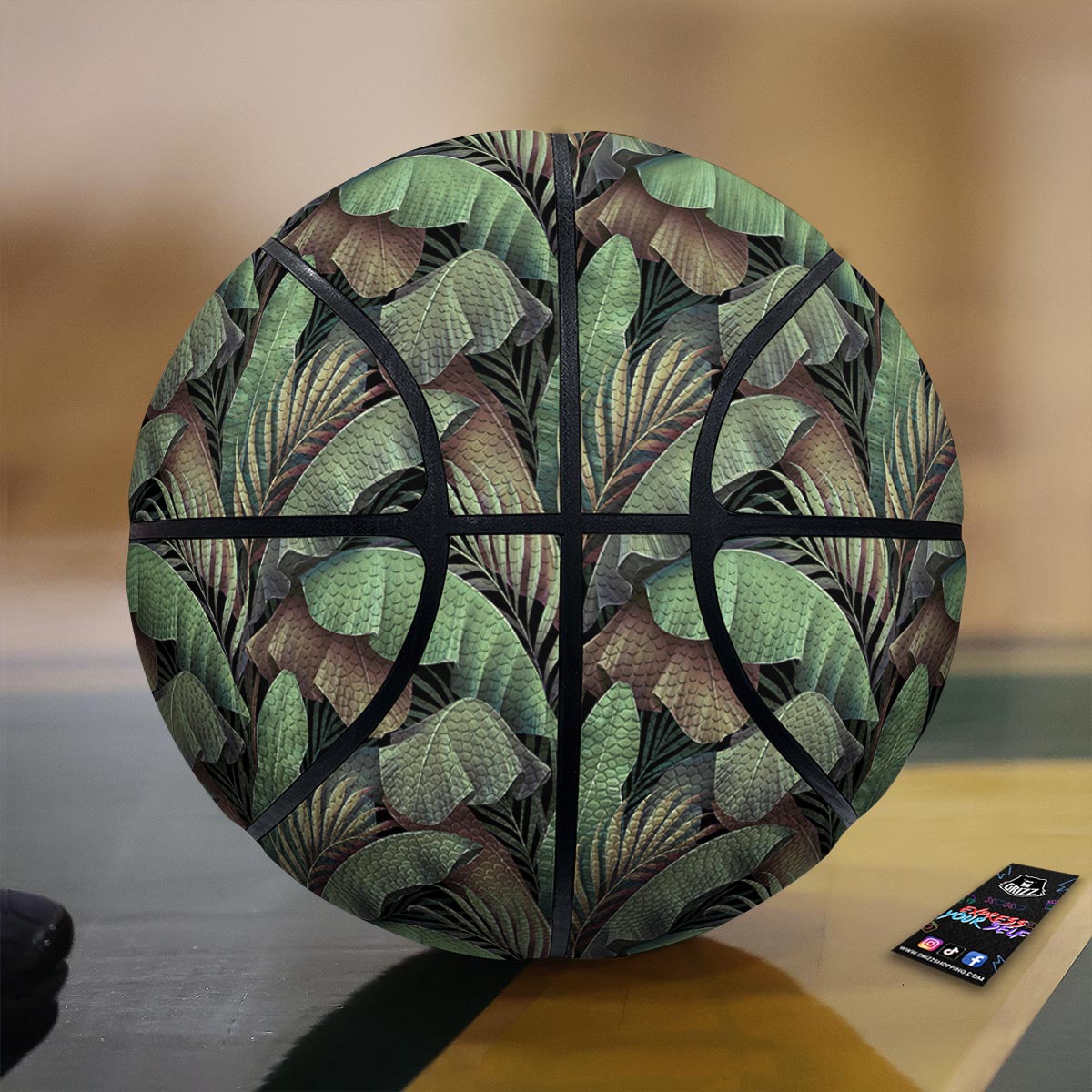 Palm Leaf Tropical Banana Print Pattern Basketball
