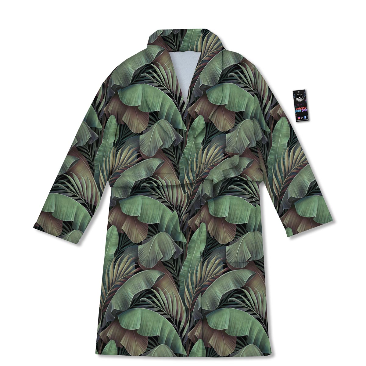 Palm Leaf Tropical Banana Print Pattern Bathrobe-grizzshop
