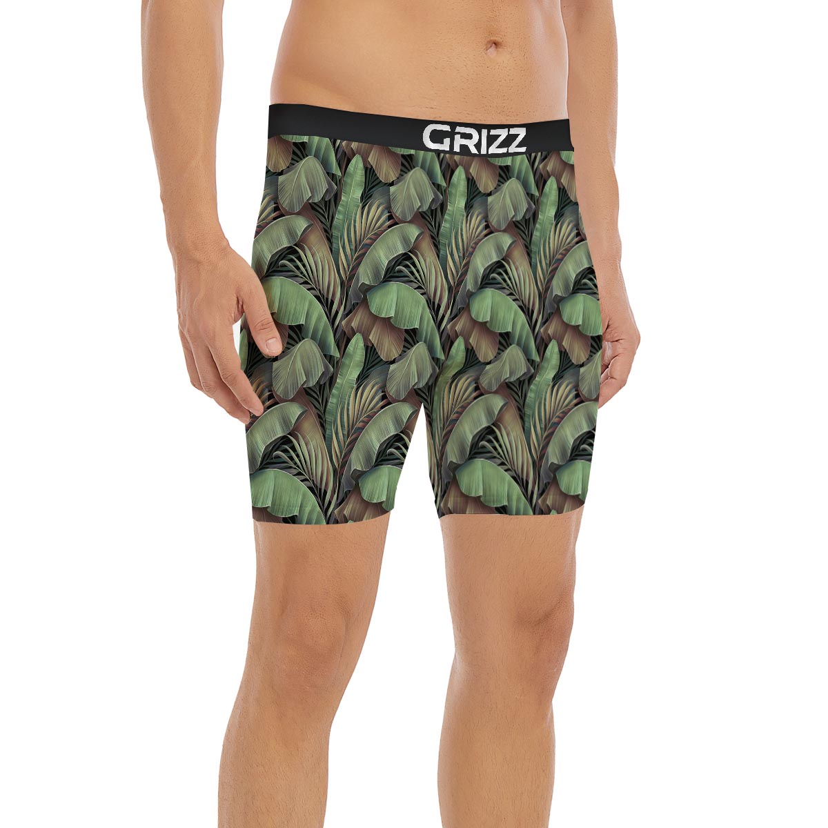Palm Leaf Tropical Banana Print Pattern Boxer Briefs-grizzshop