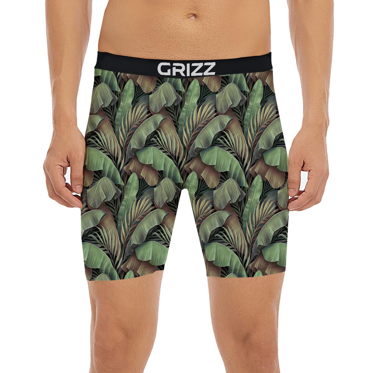 Palm Leaf Tropical Banana Print Pattern Boxer Briefs-grizzshop