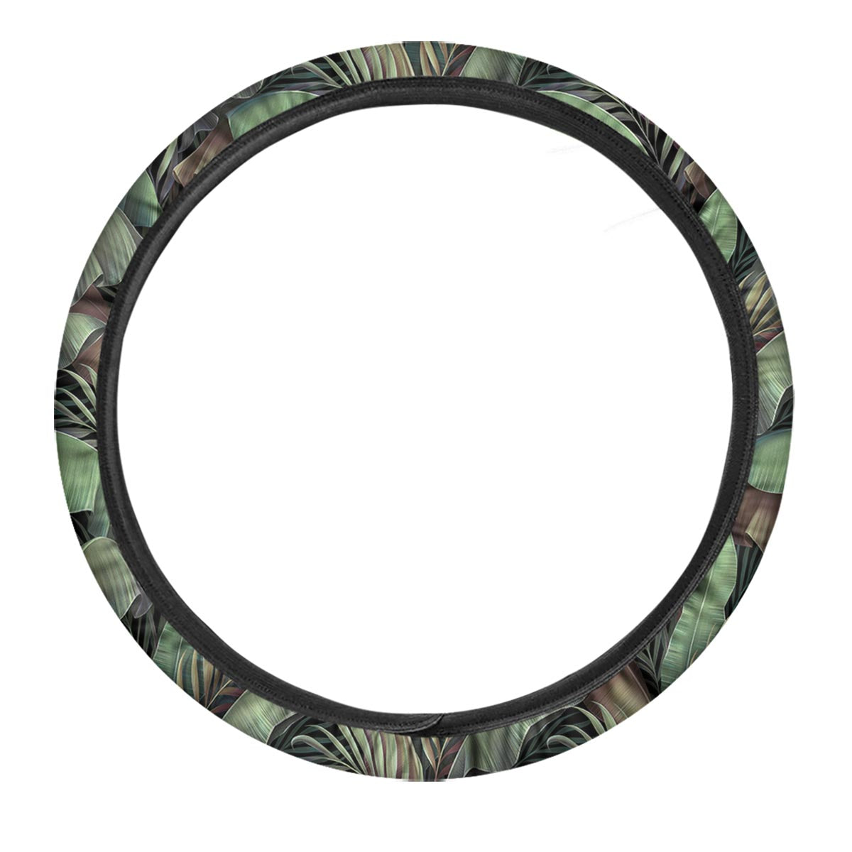 Palm Leaf Tropical Banana Print Pattern Car Steering Wheel Cover-grizzshop