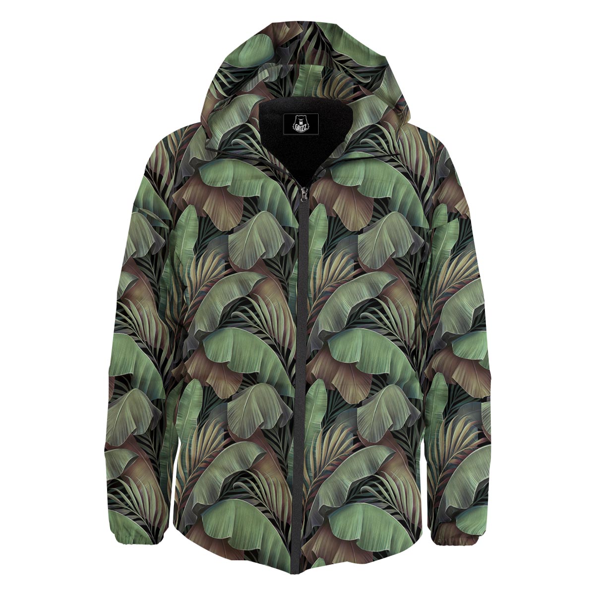 Palm Leaf Tropical Banana Print Pattern Down Jacket-grizzshop