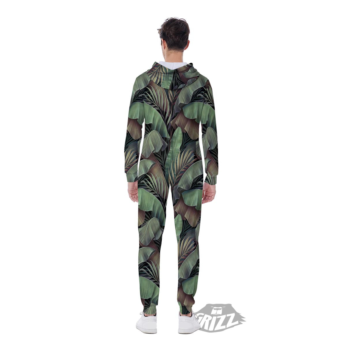 Palm Leaf Tropical Banana Print Pattern Men's Jumpsuit-grizzshop
