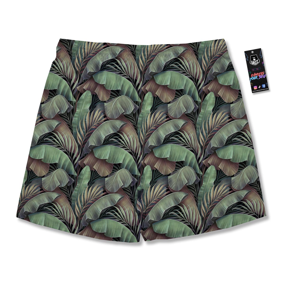 Palm Leaf Tropical Banana Print Pattern Men's Running Shorts-grizzshop