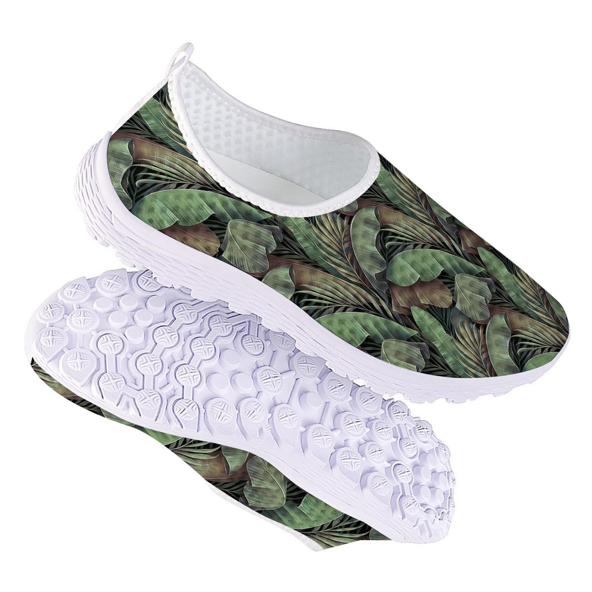 Palm Leaf Tropical Banana Print Pattern Nurse Shoes-grizzshop