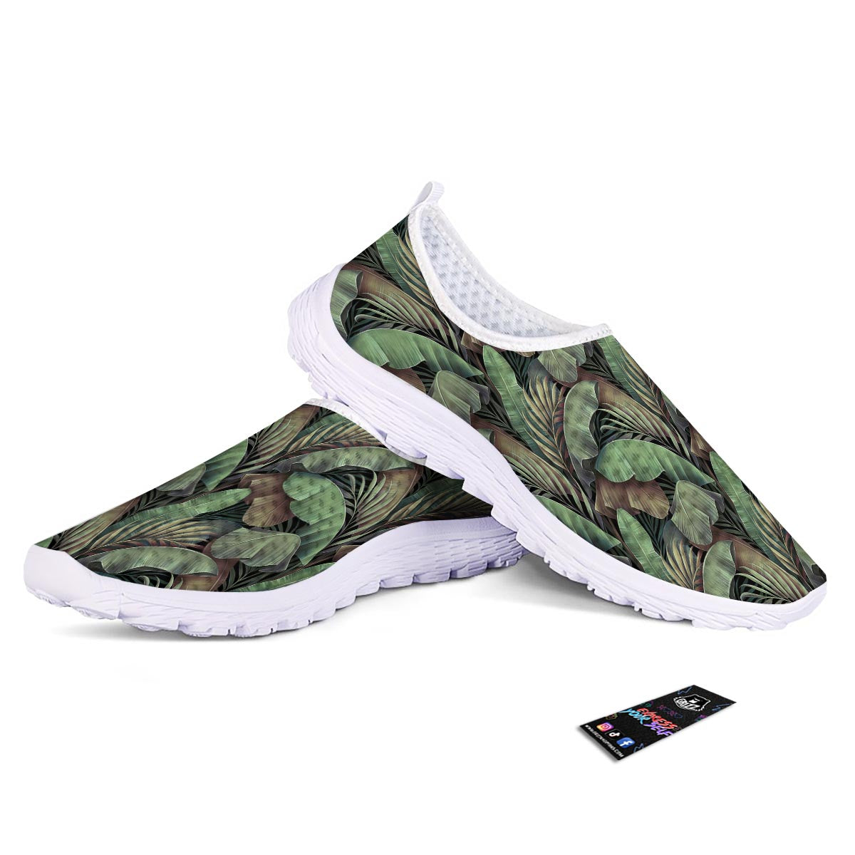 Palm Leaf Tropical Banana Print Pattern Nurse Shoes-grizzshop