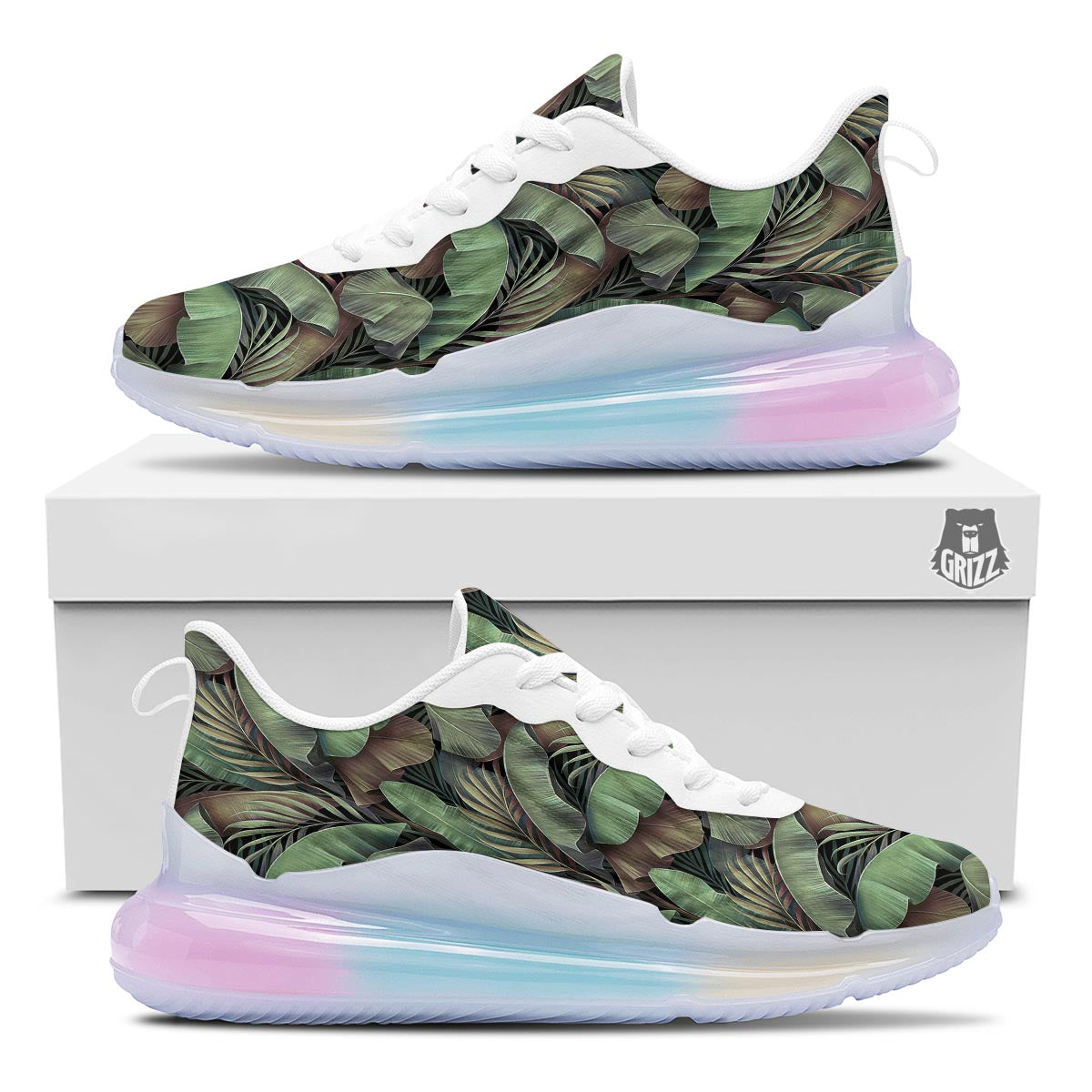 Palm Leaf Tropical Banana Print Pattern Running Sneakers-grizzshop